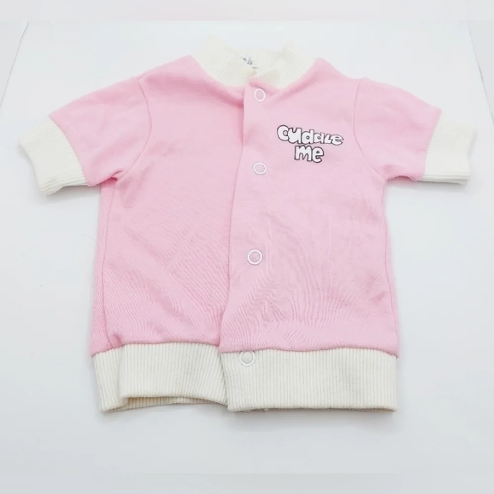 Vintage Cuddlez Me Pink Baby Jacket 0-6 Months Soft Snap Front Infant Sweater - Picture 2 of 5